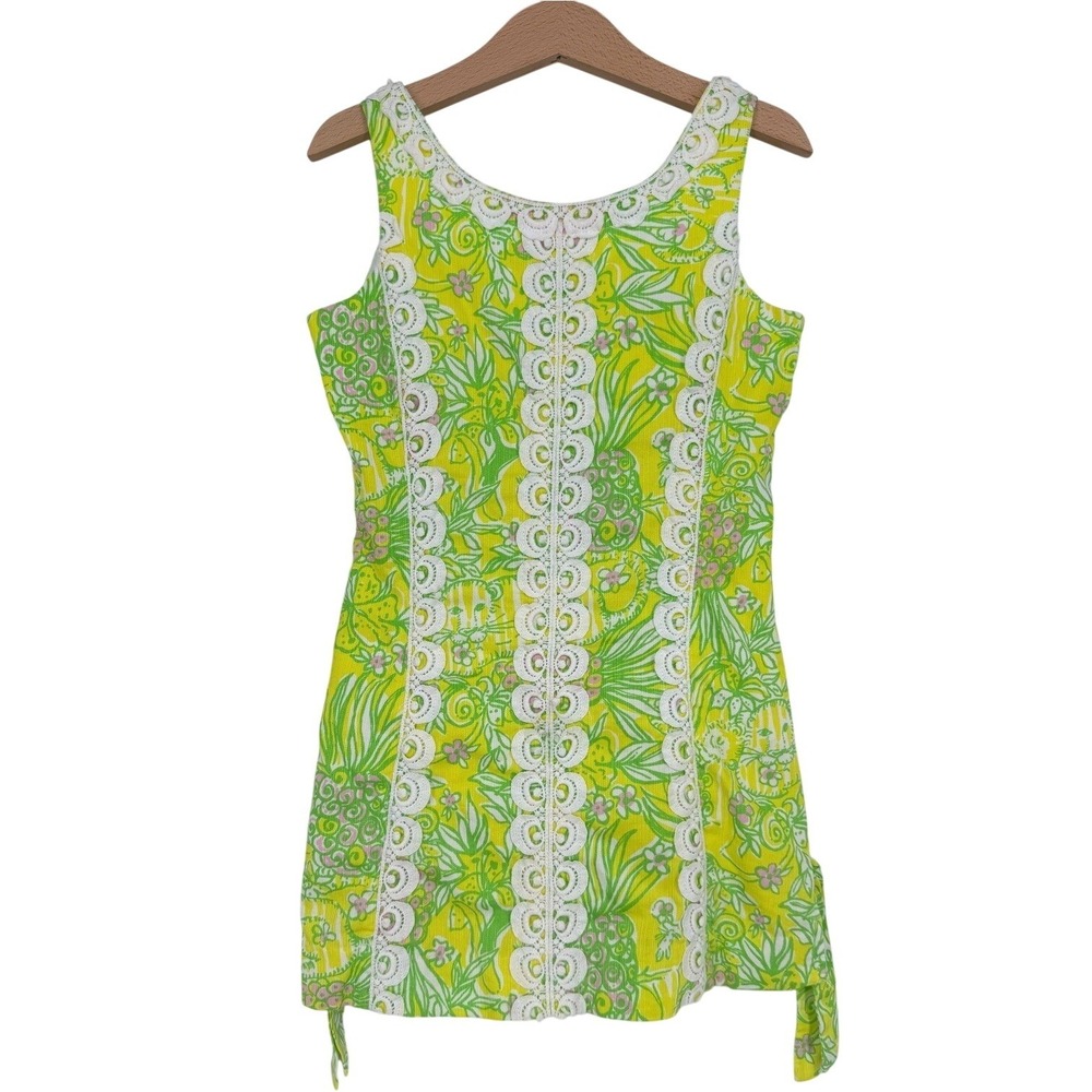 Lilly Pulitzer Little Delia Shift Dress Crazy Cat House Size 6 Fitted Lace